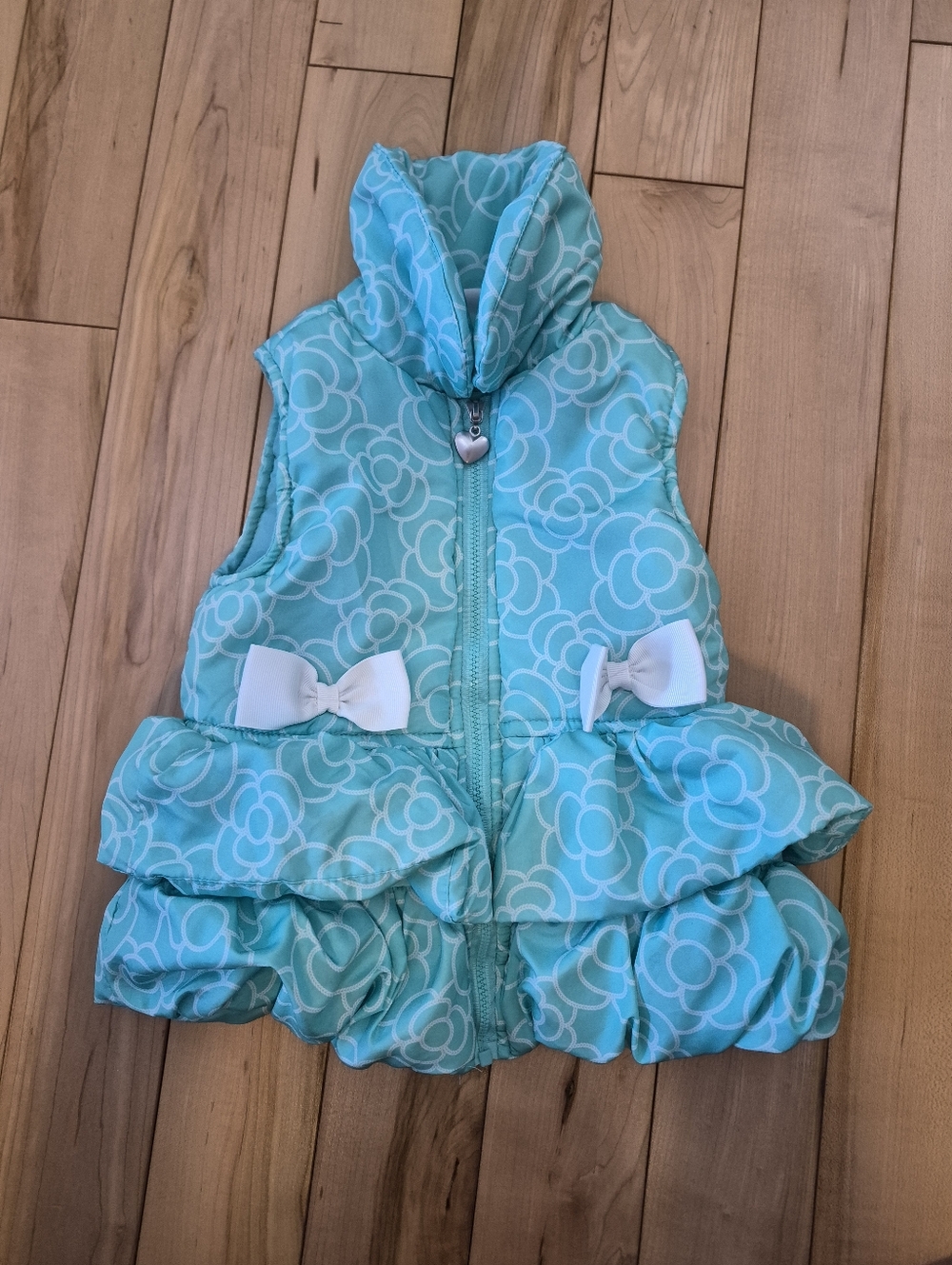Girls Size 3T Kids Headquarters Aqua Vest with White Rope-Loop Print